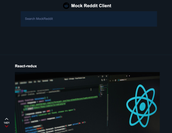 homePage of MockRedditClient, show a mock article about React-redux